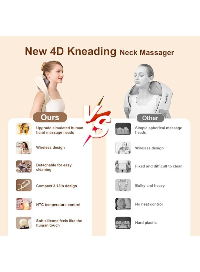 مخدة مساج كهربائية للرقبة والظهر – تدليك عميق 5D مع حرارة مريحة لتخفيف ألم العضلات في الكتف، الظهر، الساق - Image 4